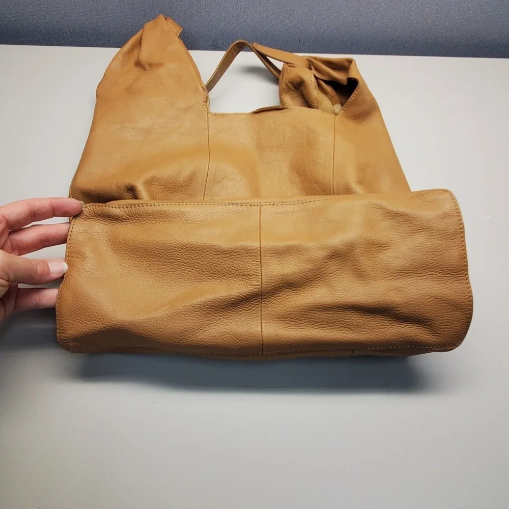 Lucky Brand Womens Large Leather Hobo Shoulder Bag Brown Western Boho Hippie